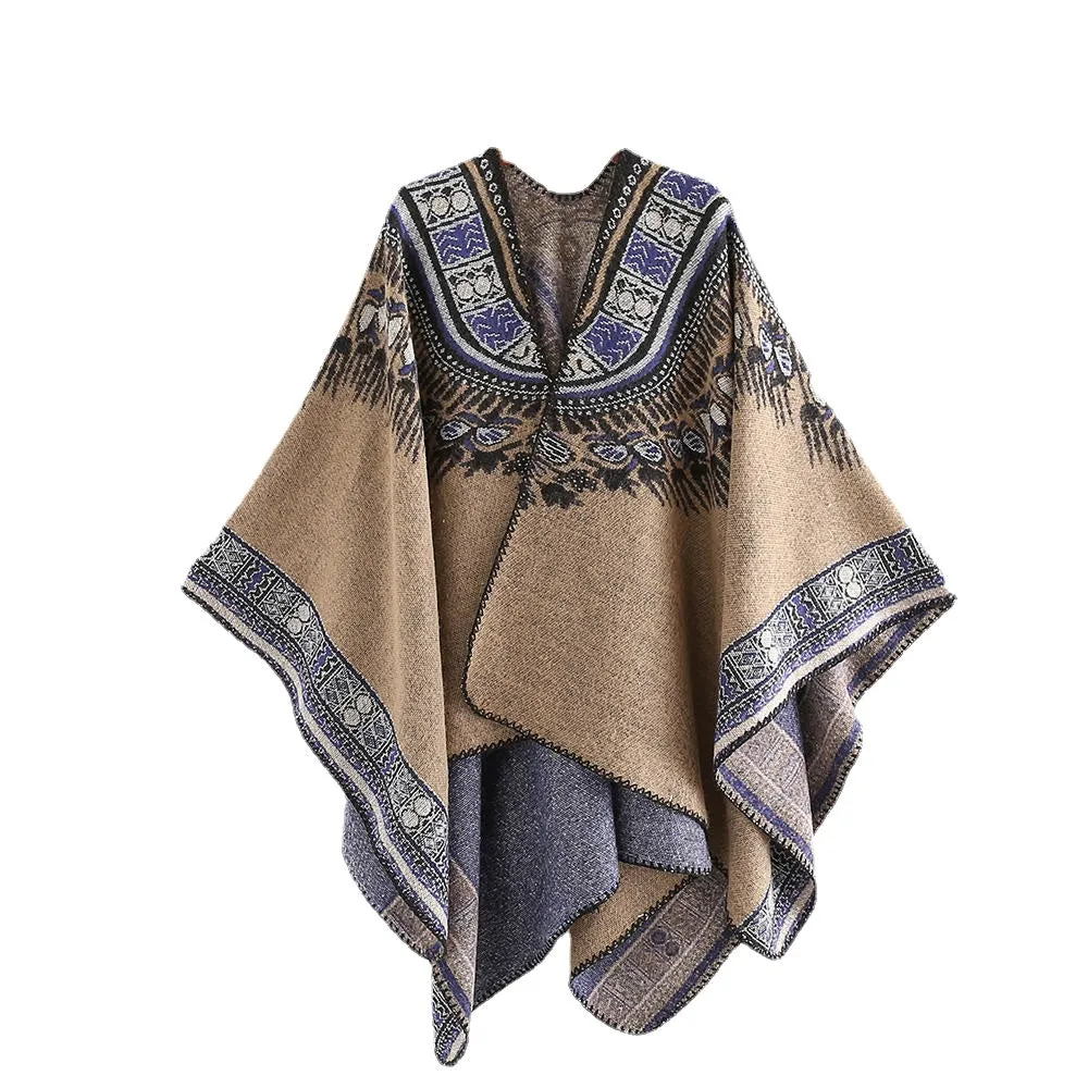 Women 130*150CM Vintage Ethnic Style Artificial Cashmere Scarf Winter Warm Long Shawl