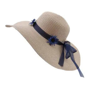 Women With String Foldable Flower Sunscreen Bucket Straw Hat Outdoor Casual Travel Beach Floppy Hat