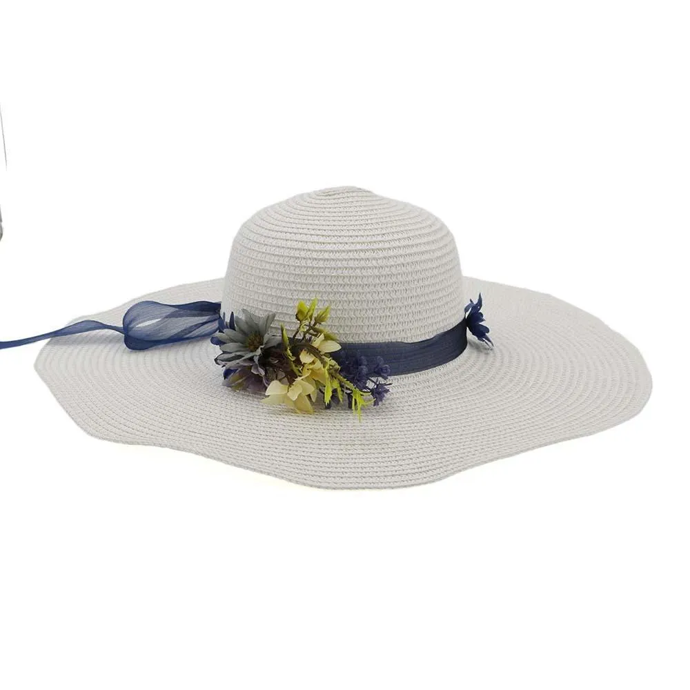 Women With String Foldable Flower Sunscreen Bucket Straw Hat Outdoor Casual Travel Beach Floppy Hat