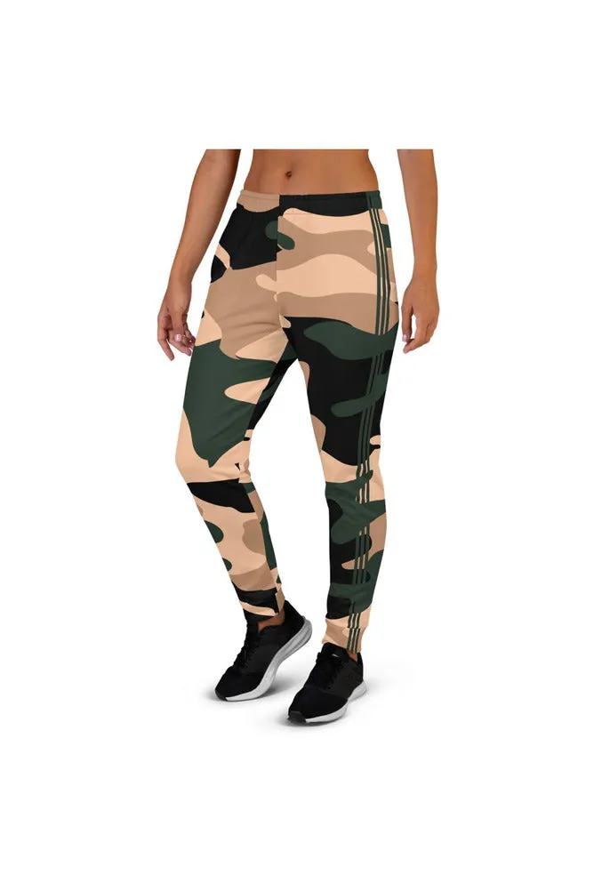 Woodland Camouflage & Green Stripe Women's Joggers