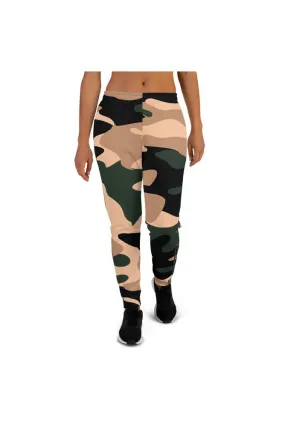 Woodland Camouflage & Green Stripe Women's Joggers