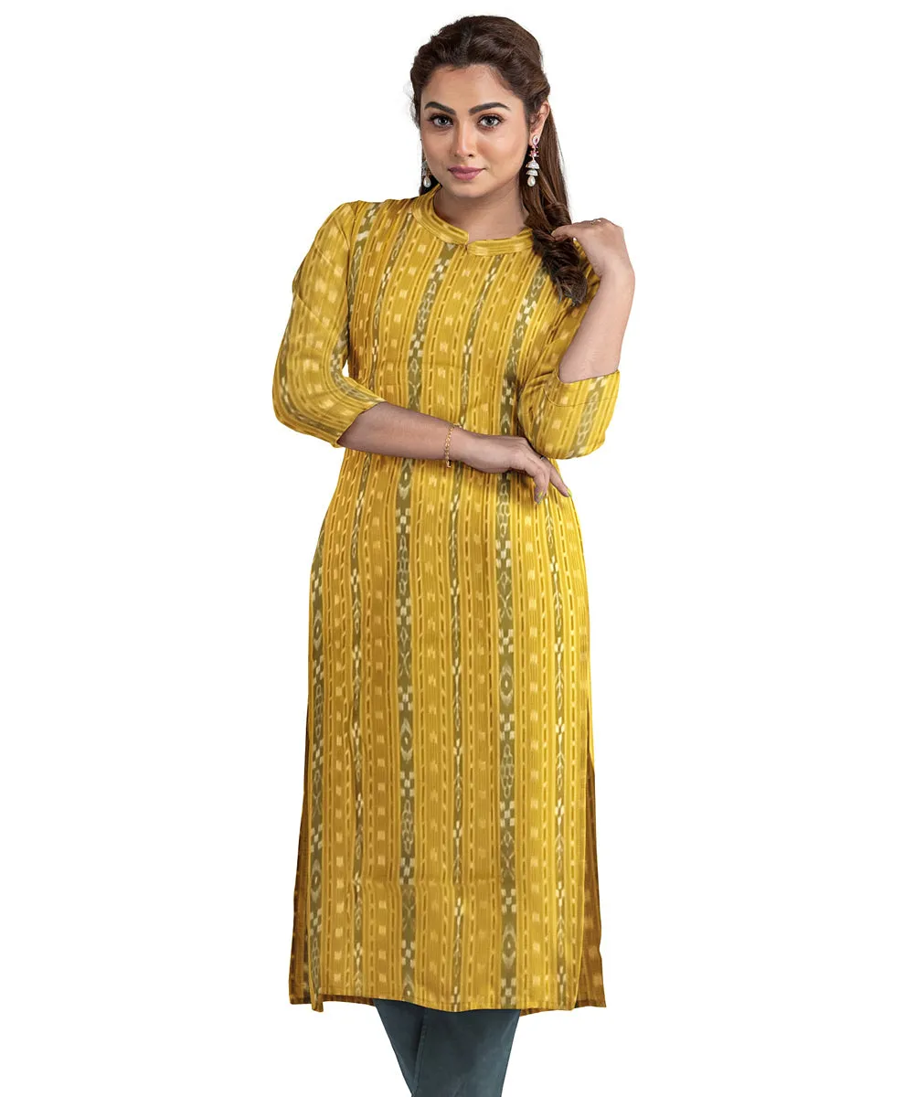 Yellow black handwoven cotton nuapatna dress material