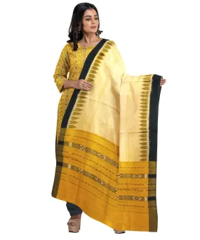 Yellow black handwoven cotton nuapatna dress material