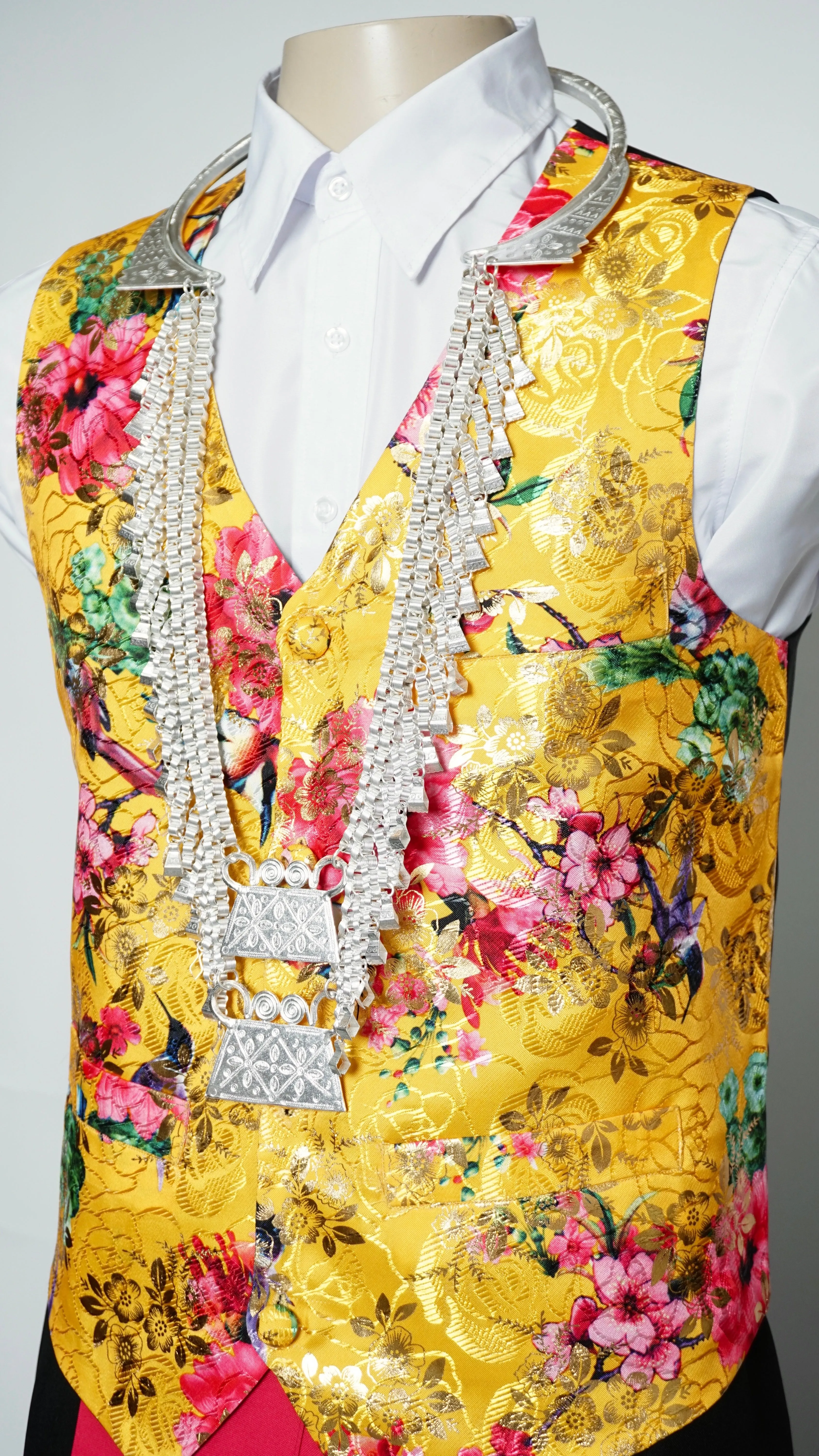 Yellow Chinese Floral Vest