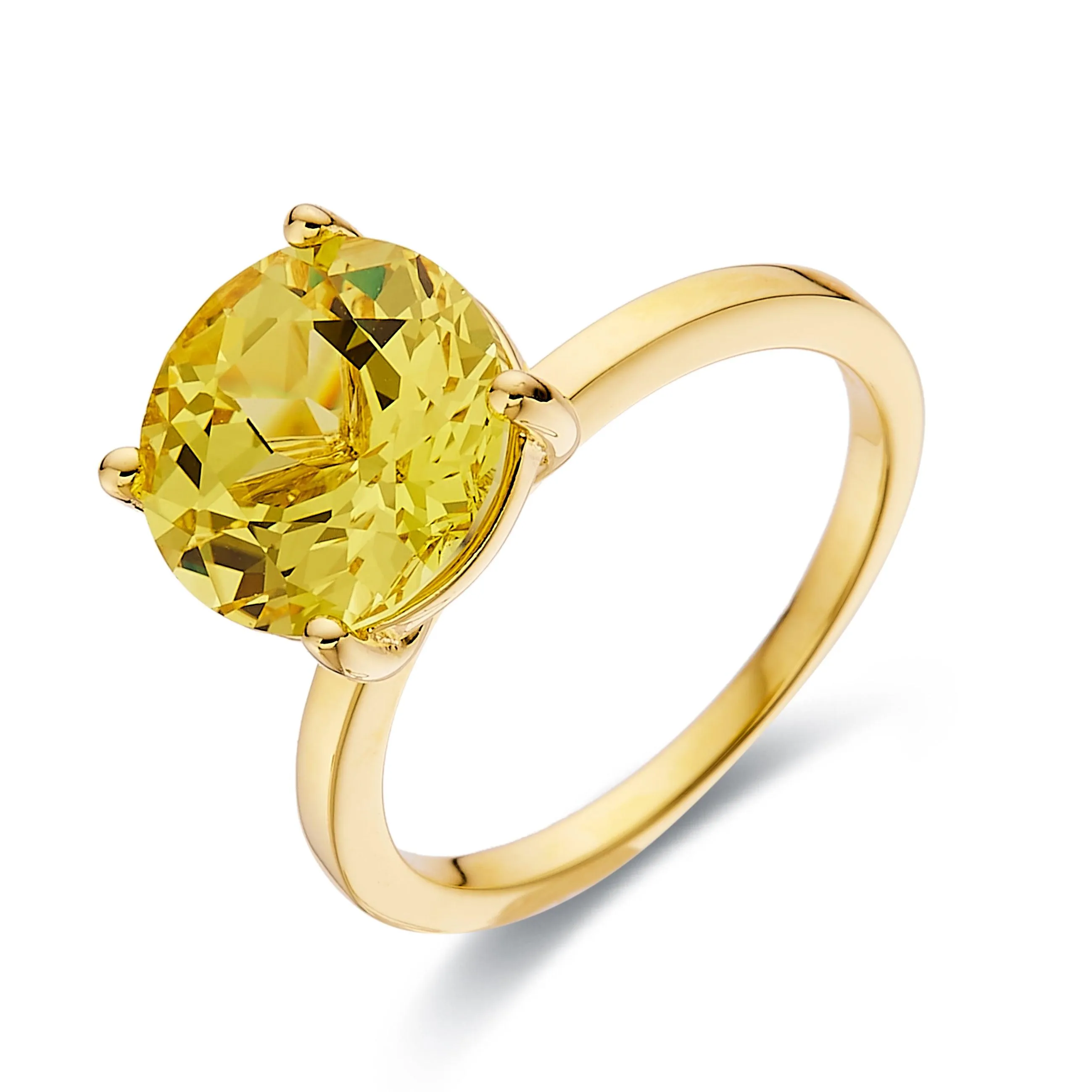 Yellow Sapphire Round Solitaire Ring