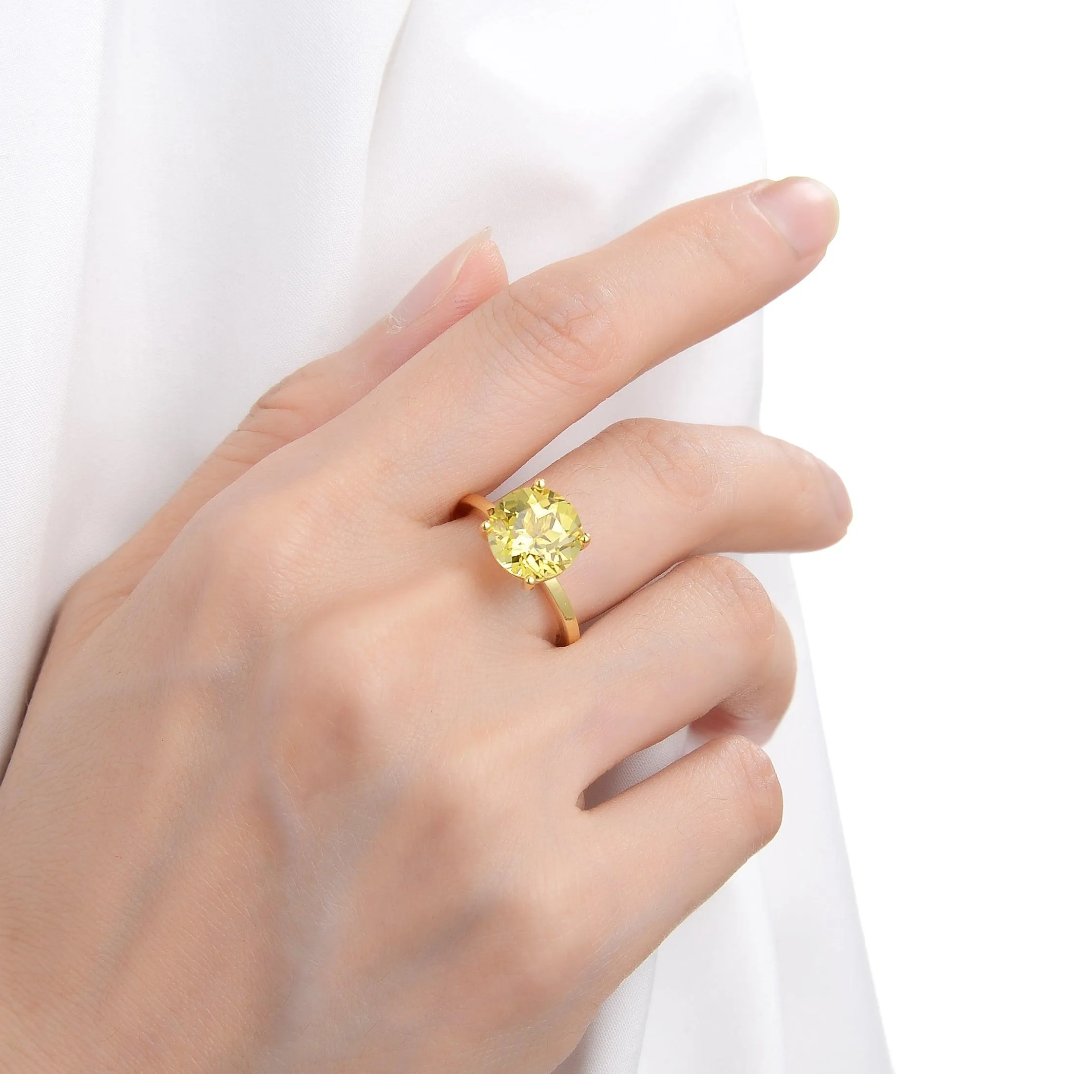 Yellow Sapphire Round Solitaire Ring