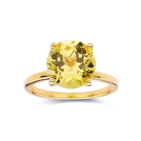 Yellow Sapphire Round Solitaire Ring